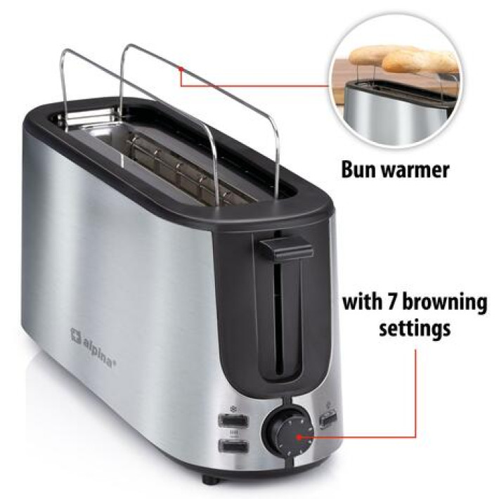 Toaster 1000W Edelstahl Alpina