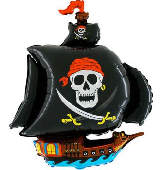 Folienballon Piratenschiff schwarz