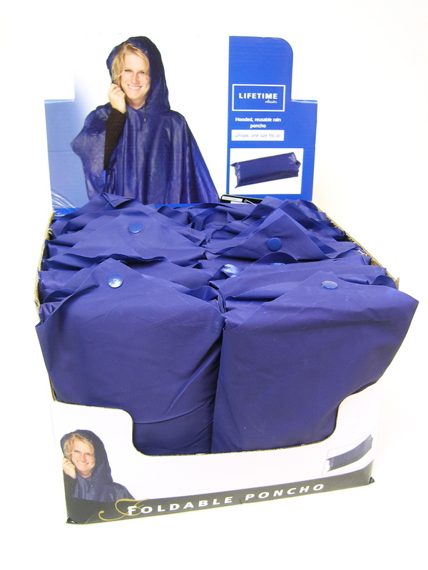 Regenponcho mit Kapuze dunkelblau