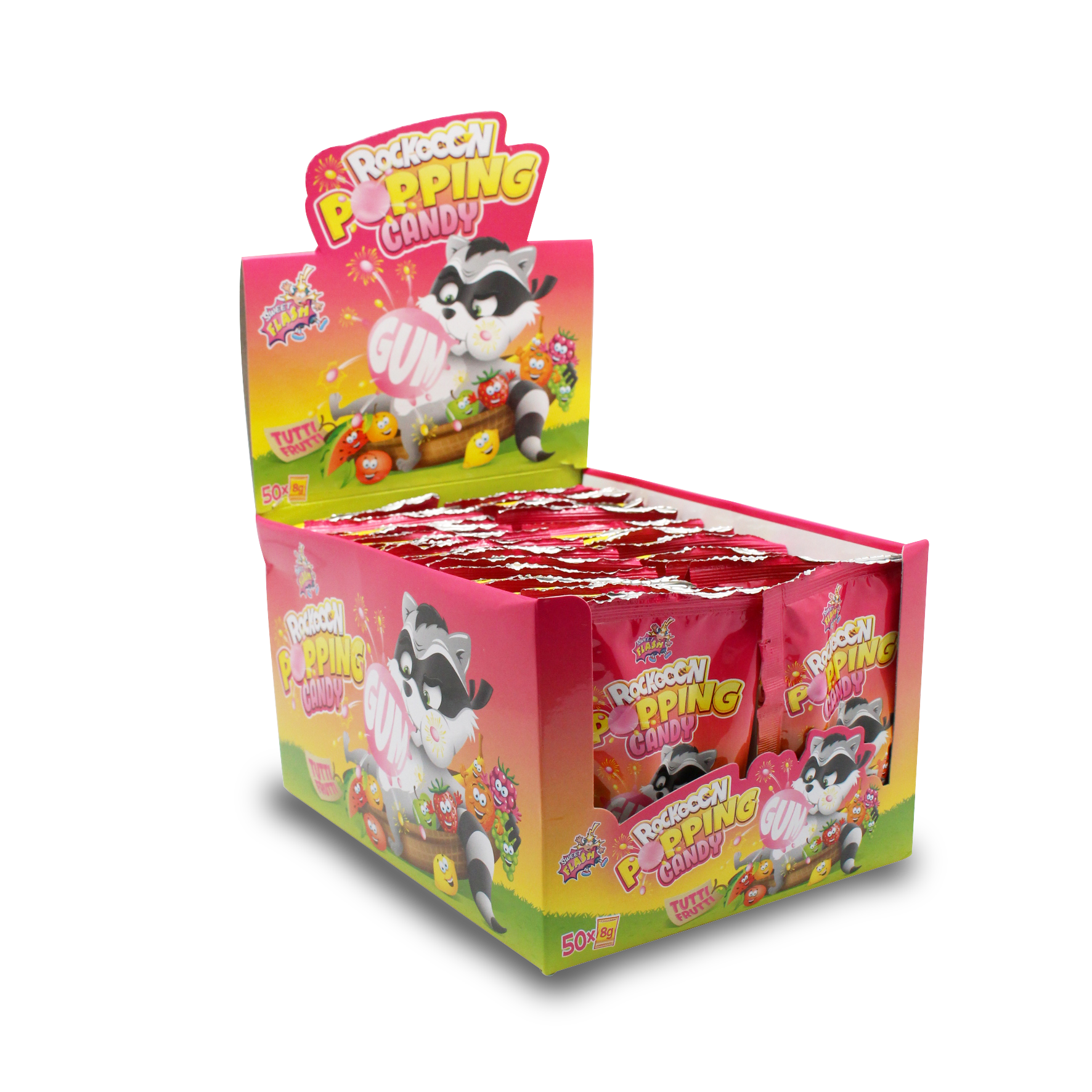 Rockoon Popping Candy Gum Tutti Frutti 50x8gr