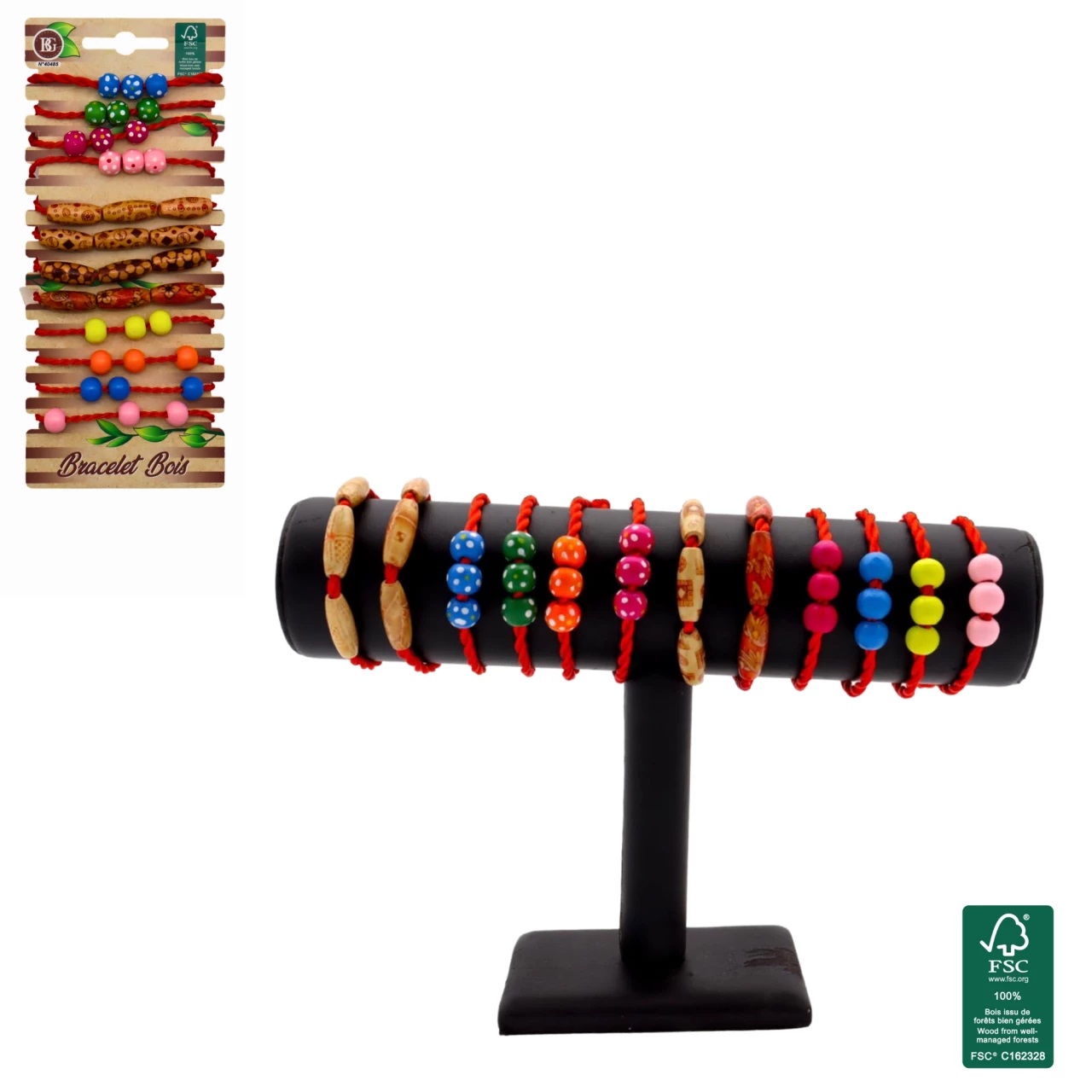 Kinder Armband mit Holzmotiven sortiert