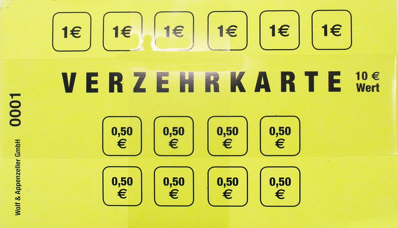 Verzehrkarte 10.-€ gelb 50 Stück Block